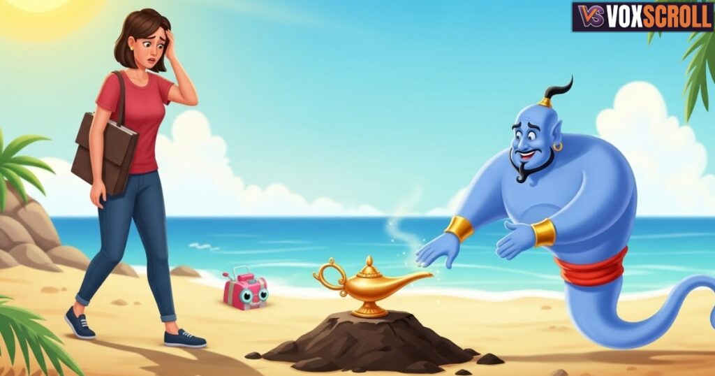 A Newly Divorced Woman is Strolling Along the Beach