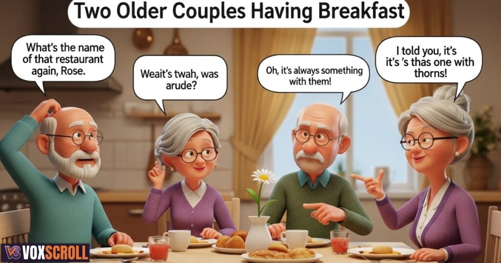 Two Older Couples Having Breakfast