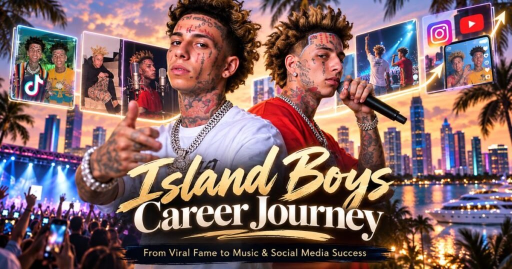 Island Boys career timeline showing their rise from viral fame to music and social media success