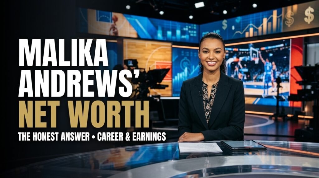 Malika Andrews net worth, exploring the ESPN NBA host’s broadcasting career, estimated earnings, and the lack of a publicly confirmed net worth figure.