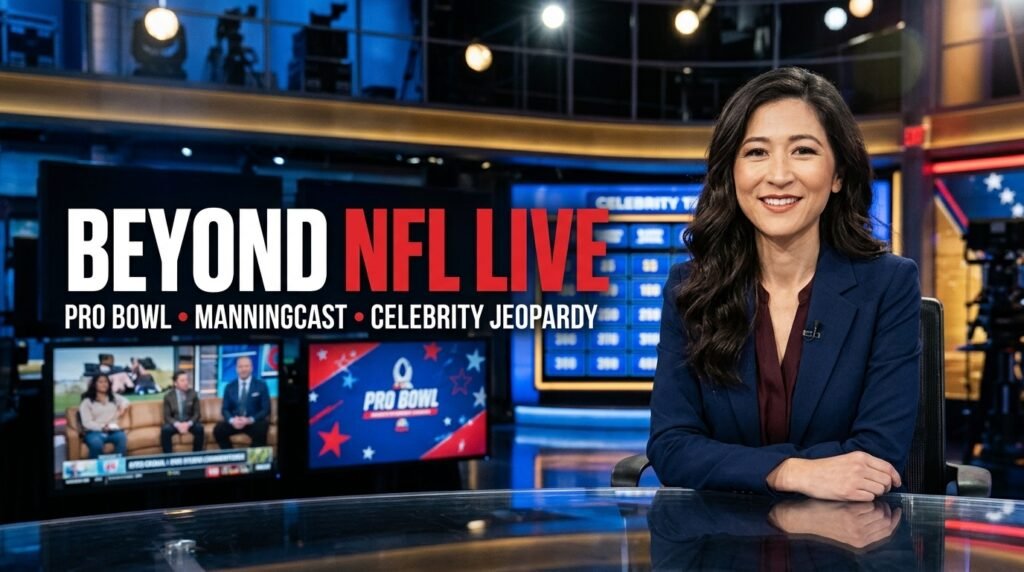 Mina Kimes beyond NFL Live, highlighting her Pro Bowl coverage, ManningCast appearances, and Celebrity Jeopardy experience.