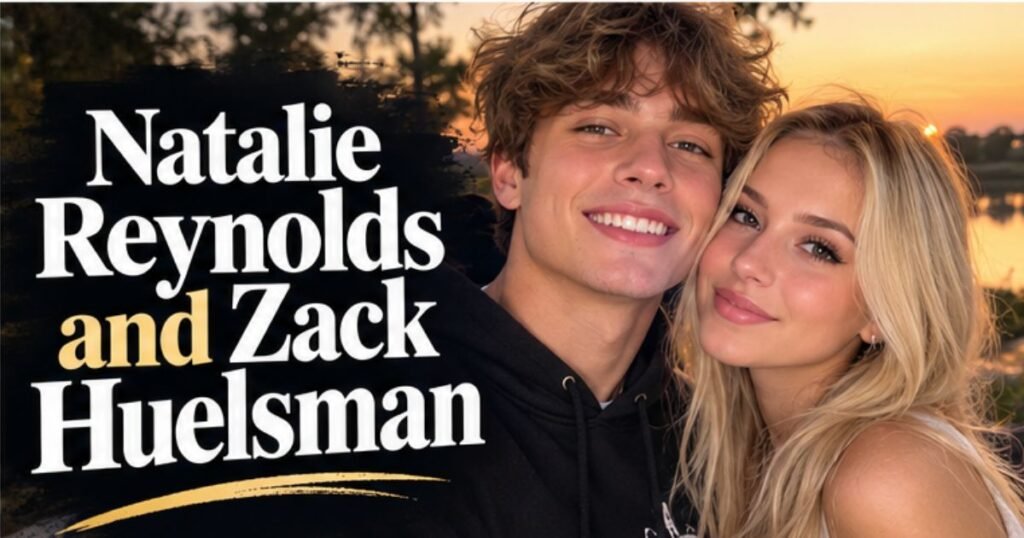 Natalie Reynolds and Zack Huelsman pictured together in a couple-themed featured image